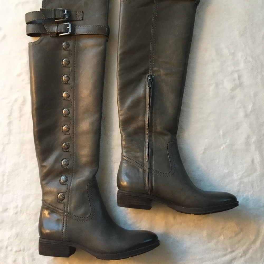 SAM EDELMAN PIERCE ATHLETIC RIDING BOOTS GREY